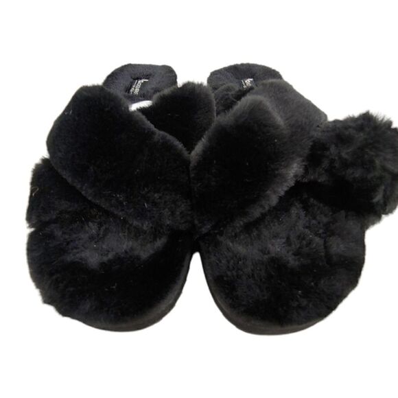 NWOT black faux fur Koolaburra BY UGG Ballia slide slippers size 10 - Picture 6 of 8